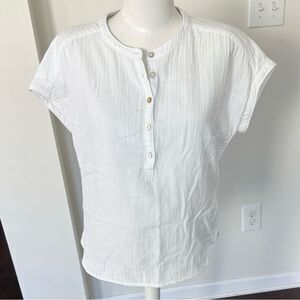 Faherty Slub Knit White Organic Cotton Top S